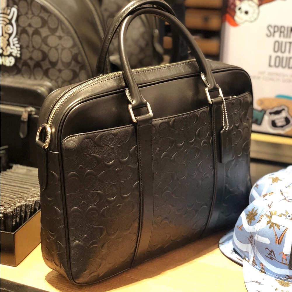 NWT Coach men's duffel handbag with signature navy - Picture 11 of 15